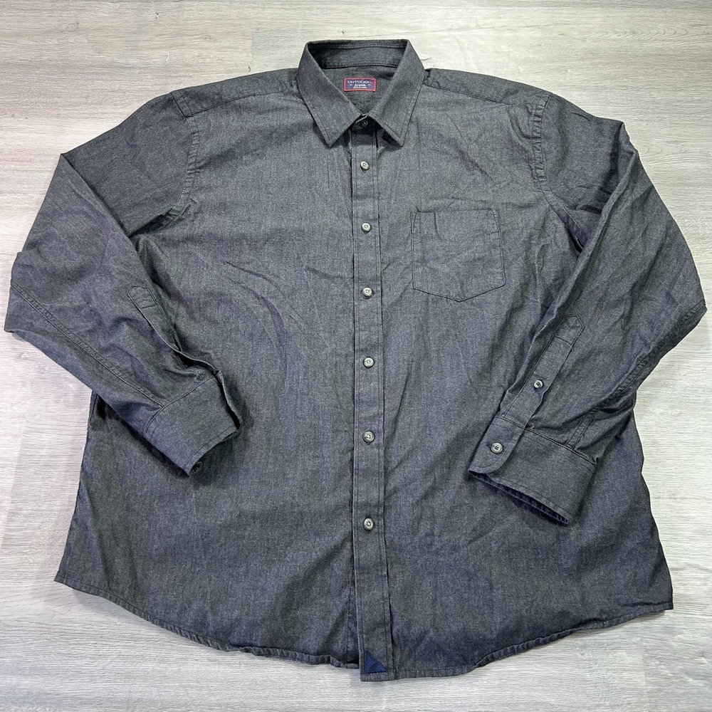 UNTUCKit Shirt Mens XL Gray Chambray Long Sleeve Button Up Cotton Casual